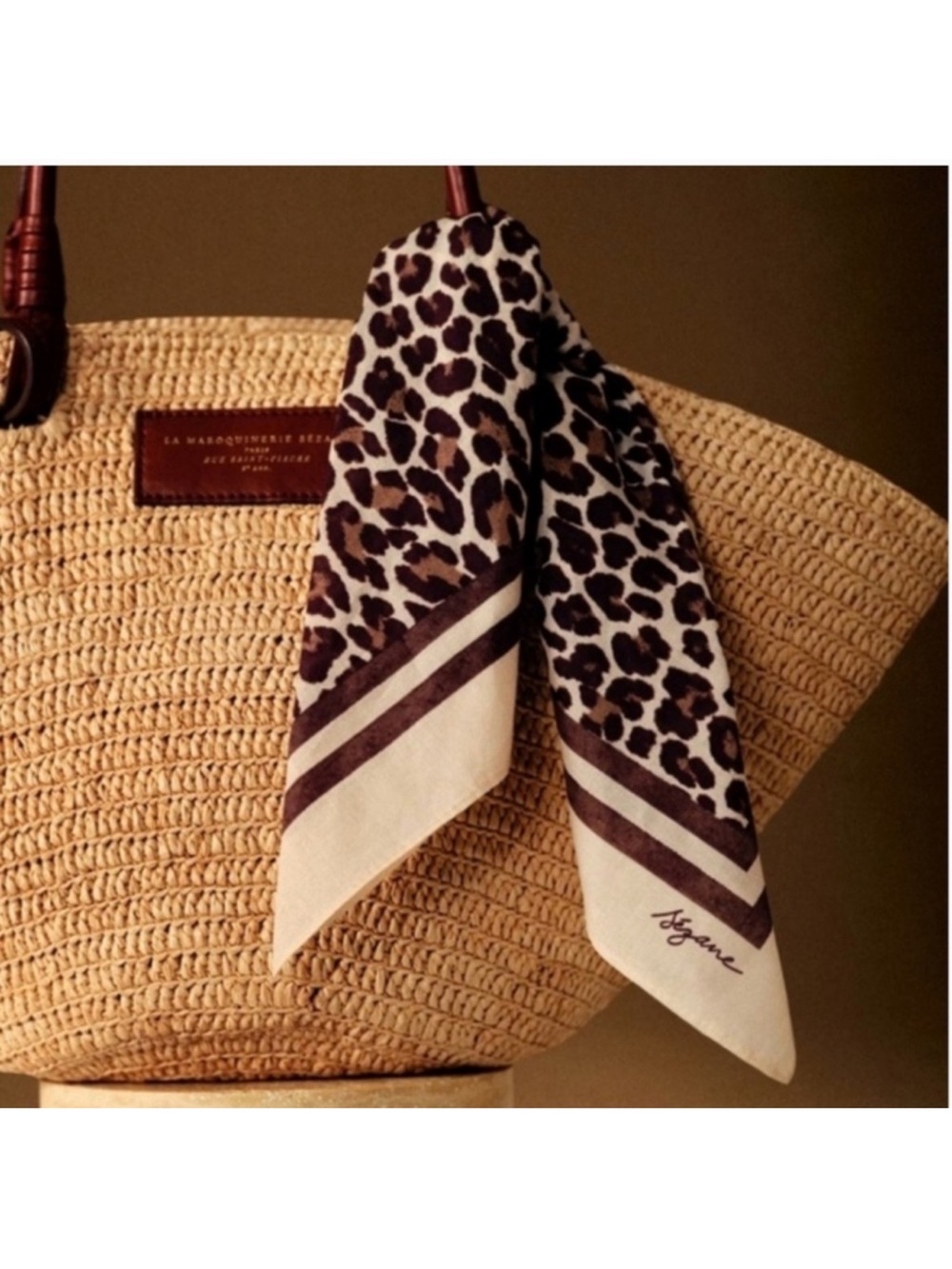 Sezane leopard print scarf handkerchief